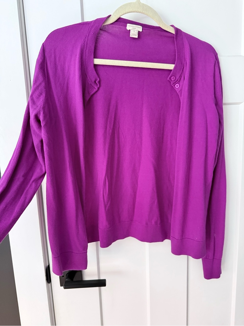 J. Crew Magenta cranberry CARYN Crewneck Button-Front Cardigan - Picture 2 of 6